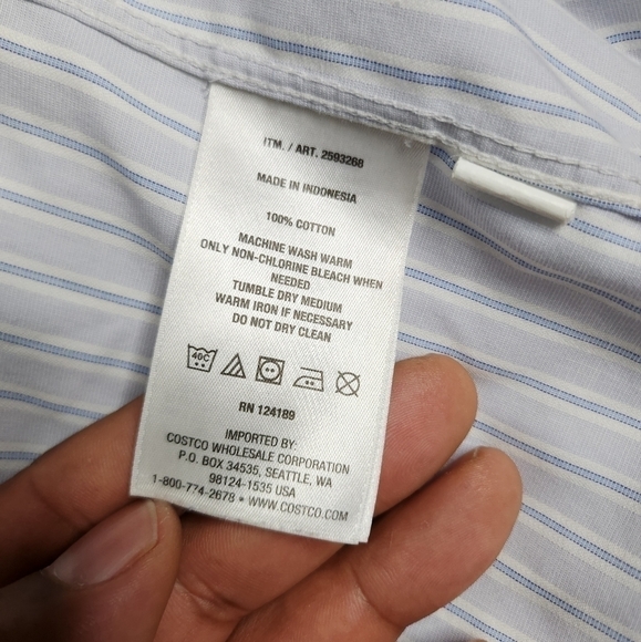 Kirkland Signature Men's Striped Shirt Size 18 34-35 - Picture 3 of 11